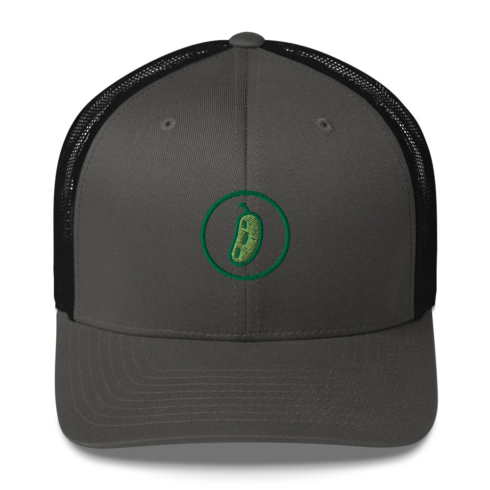 Pickleball Pickle Trucker Cap - Green on Green