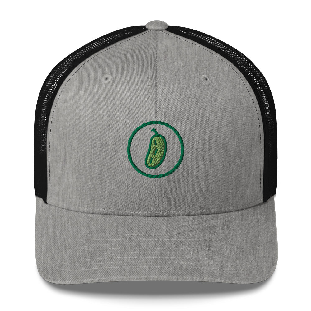 Pickleball Pickle Trucker Cap - Green on Green