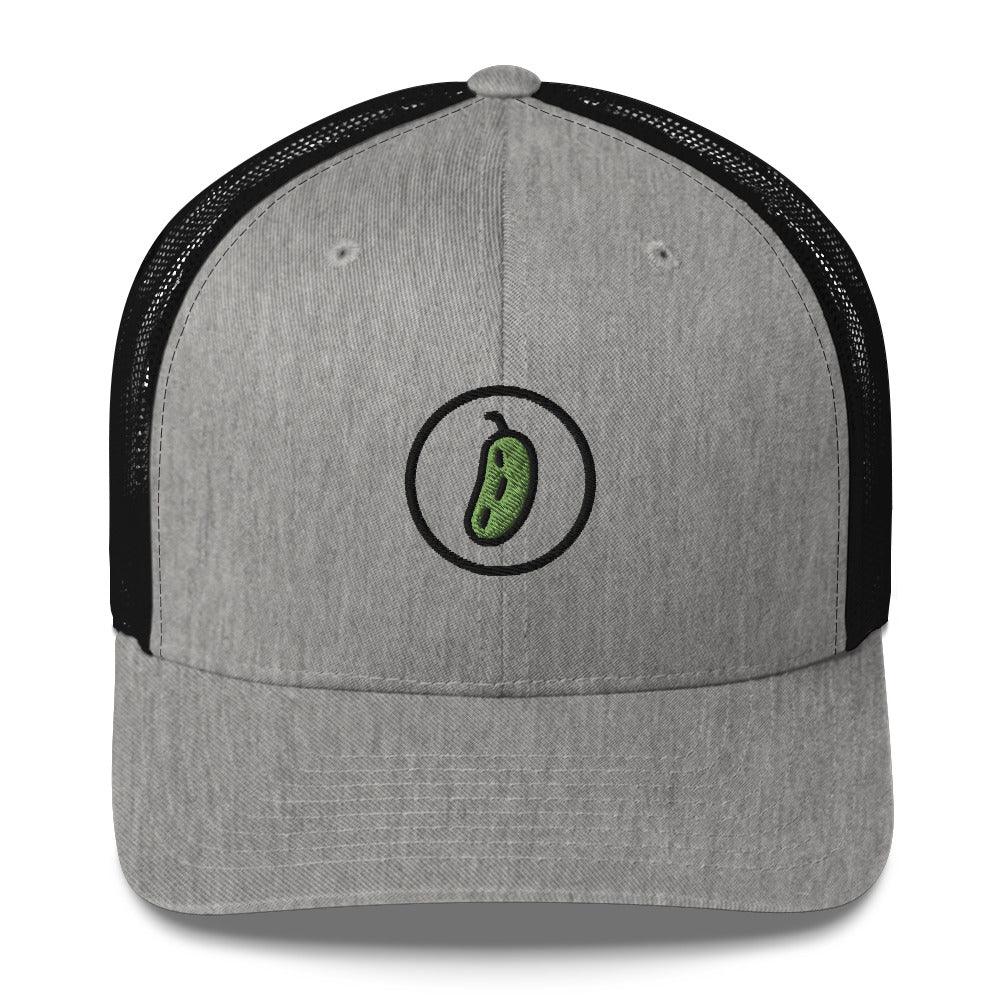 Pickleball Pickle Trucker Cap - Black on Green