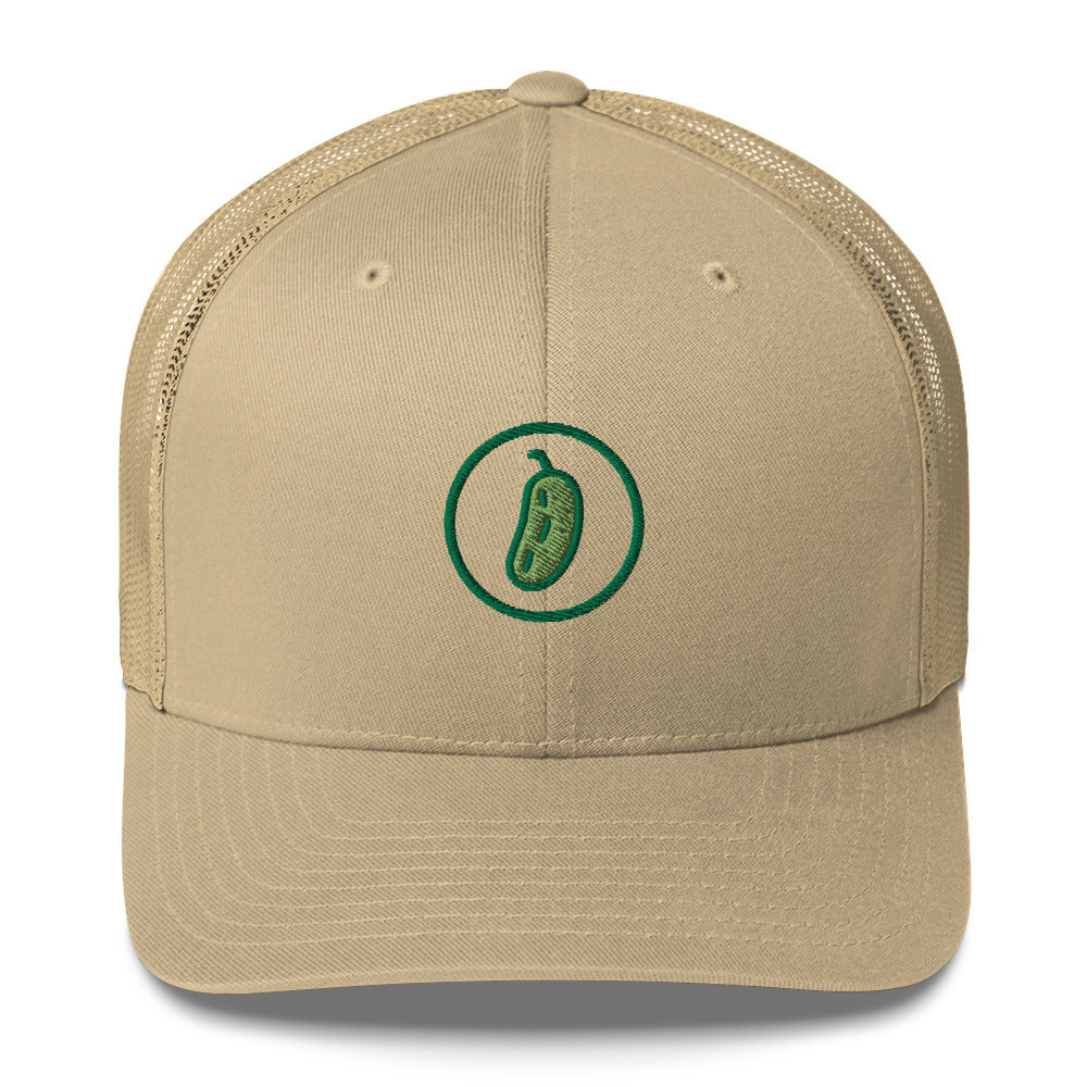 Pickleball Pickle Trucker Cap - Green on Green