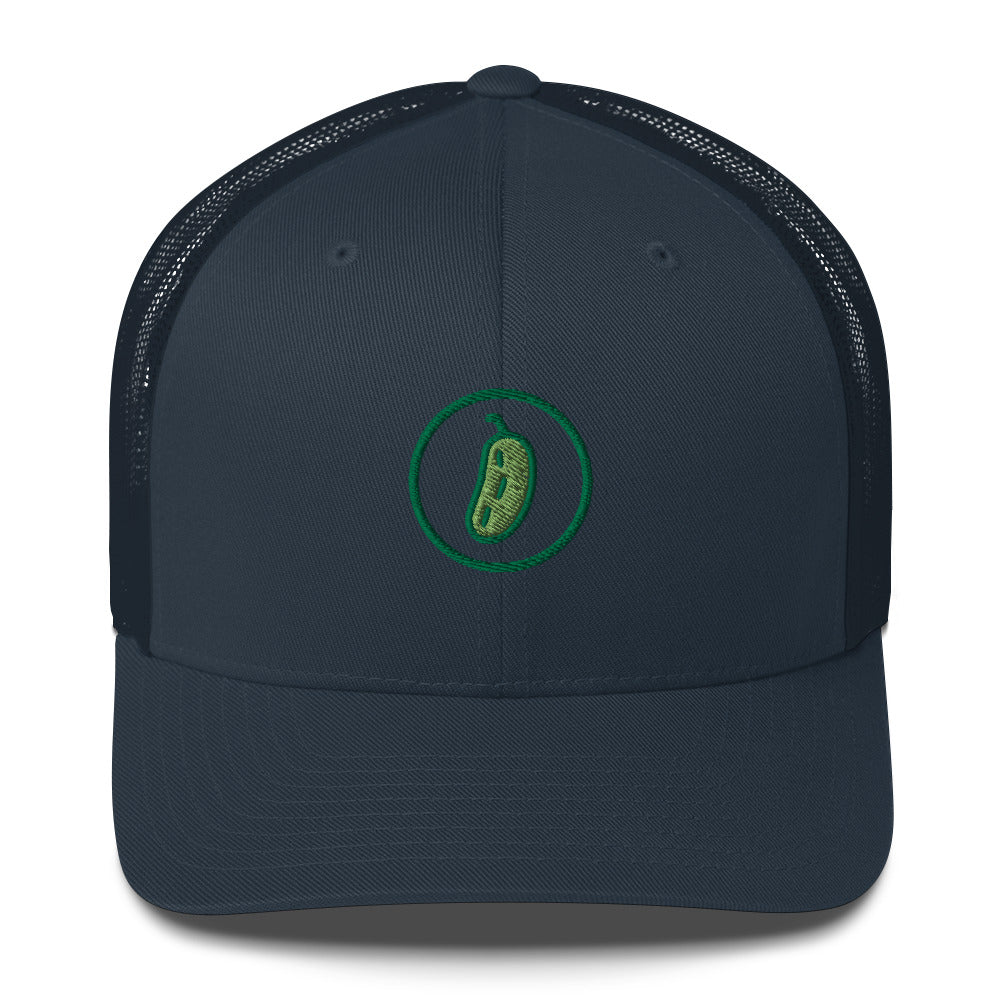 Pickleball Pickle Trucker Cap - Green on Green