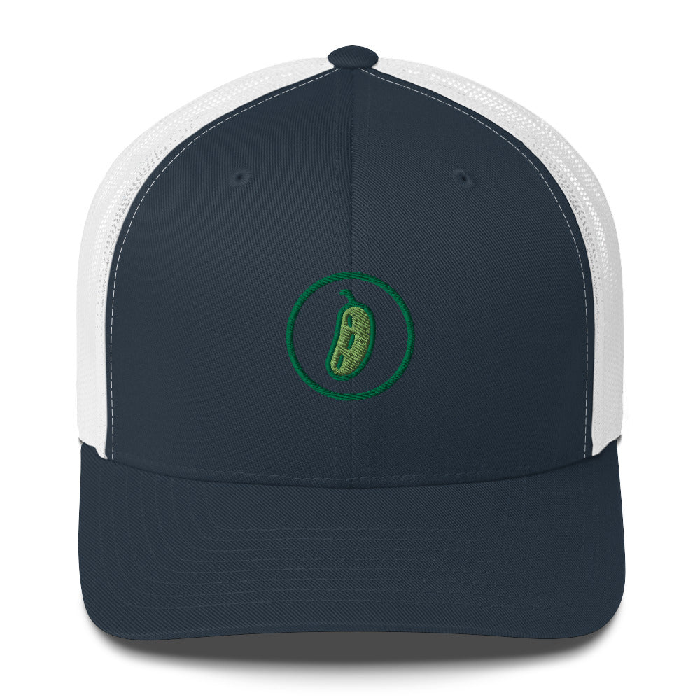 Pickleball Pickle Trucker Cap - Green on Green