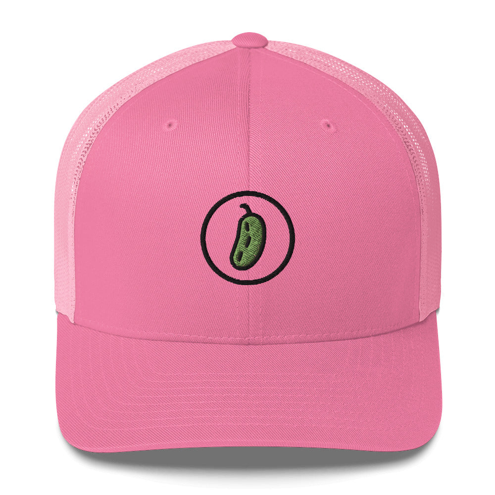 Pickleball Pickle Trucker Cap - Black on Green