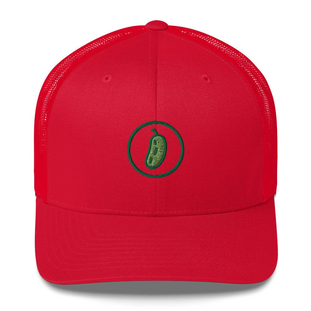 Pickleball Pickle Trucker Cap - Green on Green