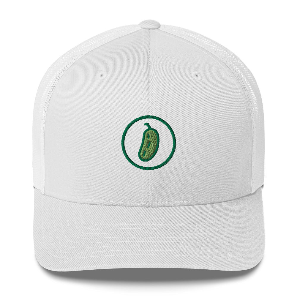 Pickleball Pickle Trucker Cap - Green on Green