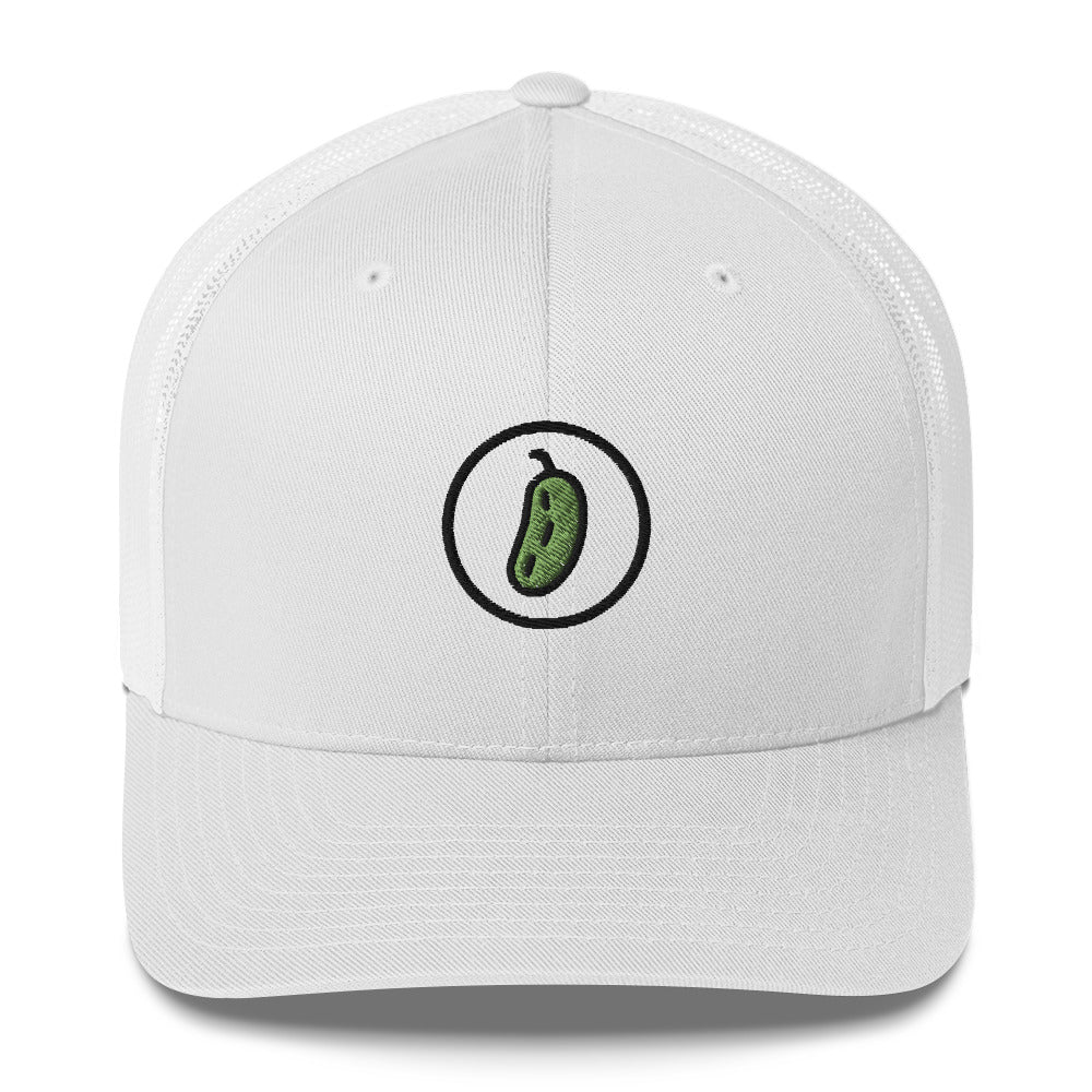 Pickleball Pickle Trucker Cap - Black on Green