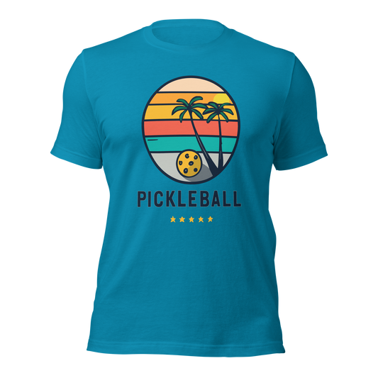 Pickleball on the Beach Retro Unisex t-shirt