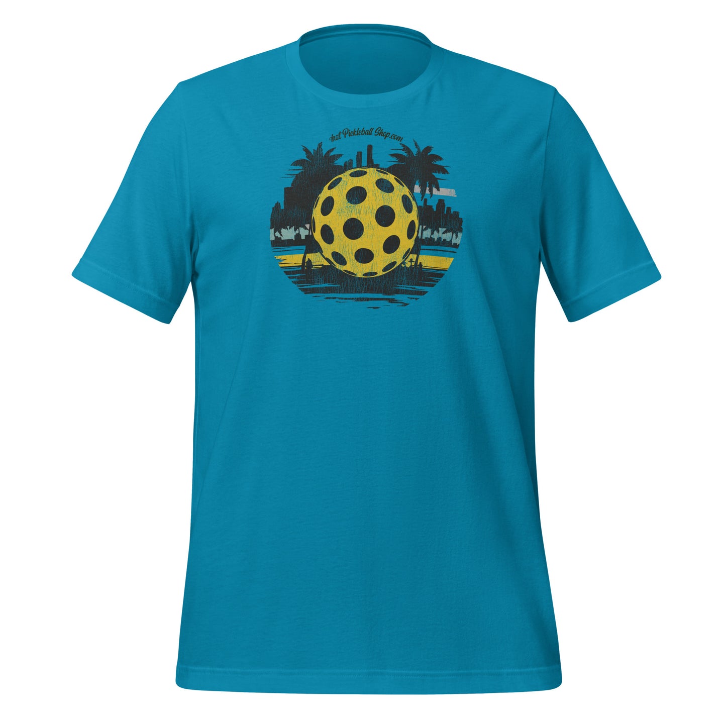 Midnight Match Pickleball Tee - Distressed Yellow Ball Design