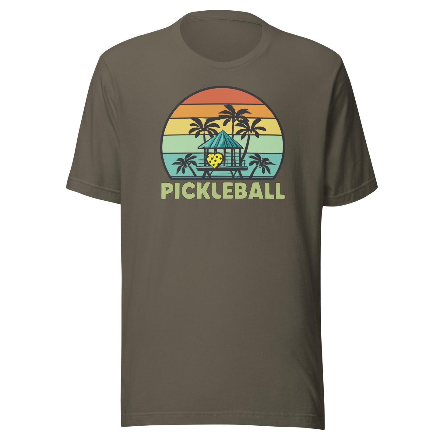 Pickleball Paradise Tiki Hut Heart Unisex t-shirt