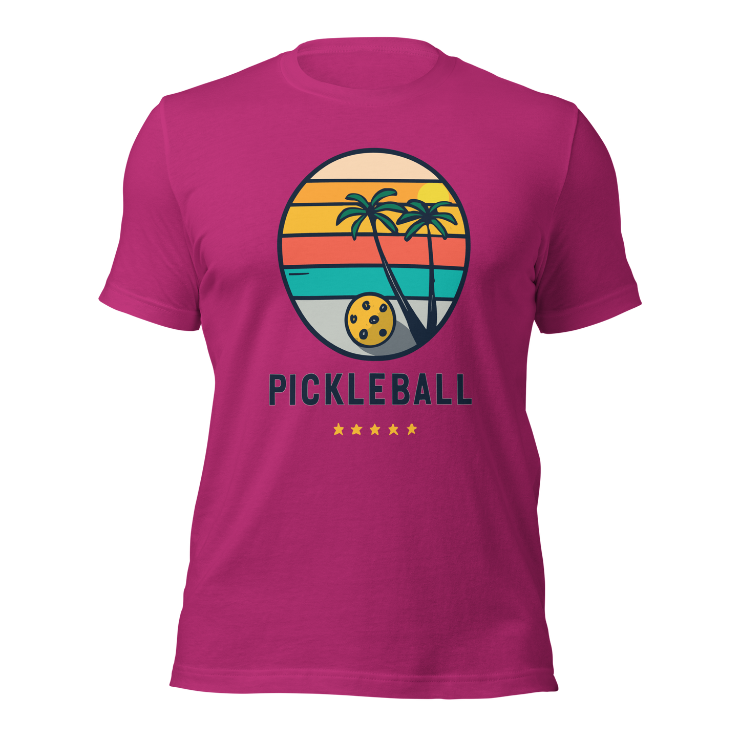 Pickleball on the Beach Retro Unisex t-shirt