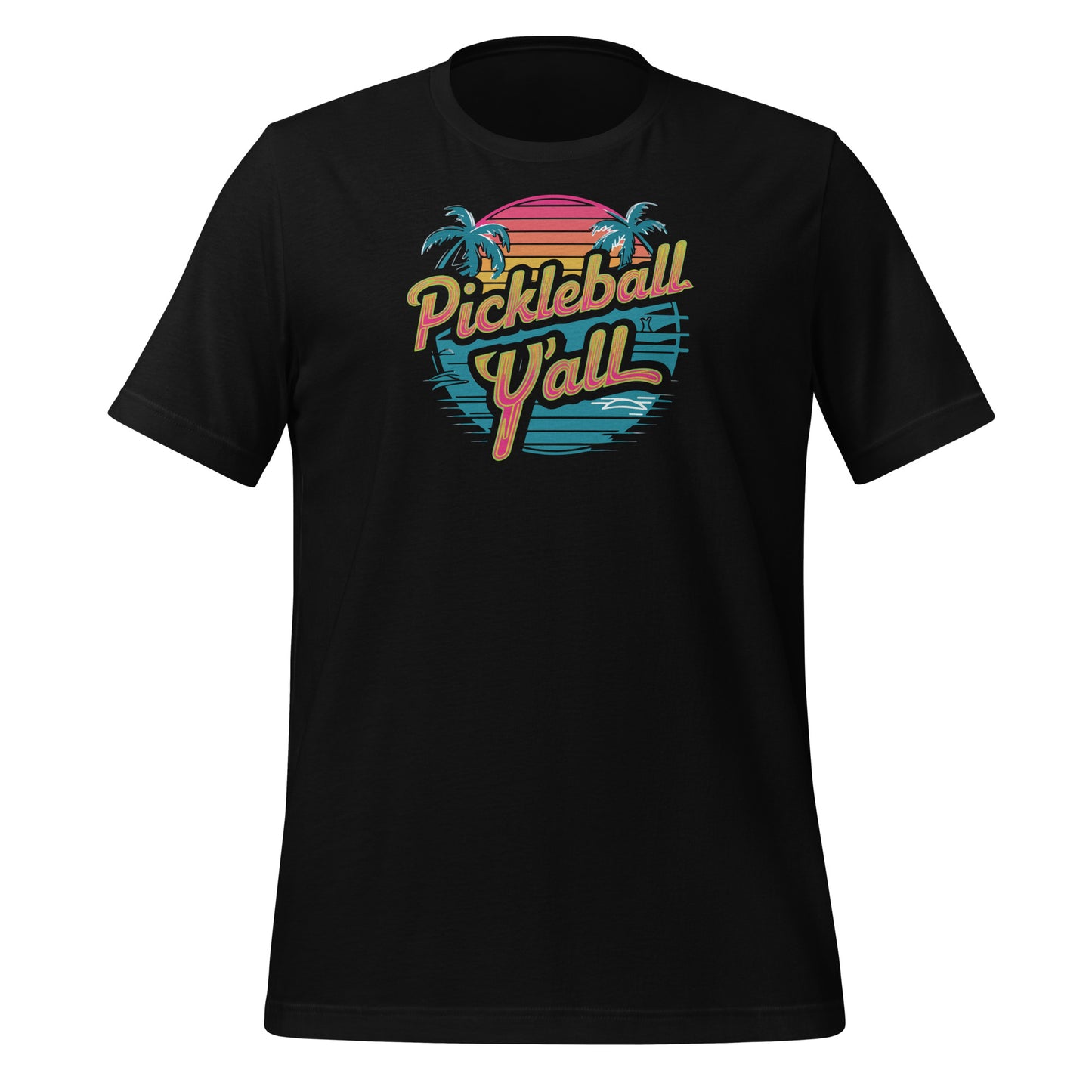 Vintage Vibes Pickleball Y'all Tee - Retro Sunset Design