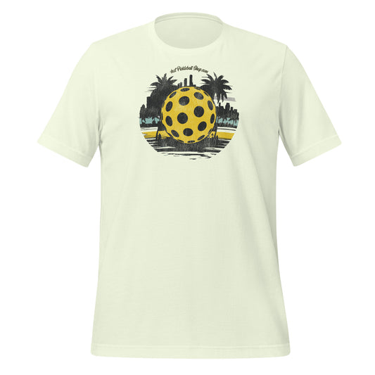 Midnight Match Pickleball Tee - Distressed Yellow Ball Design