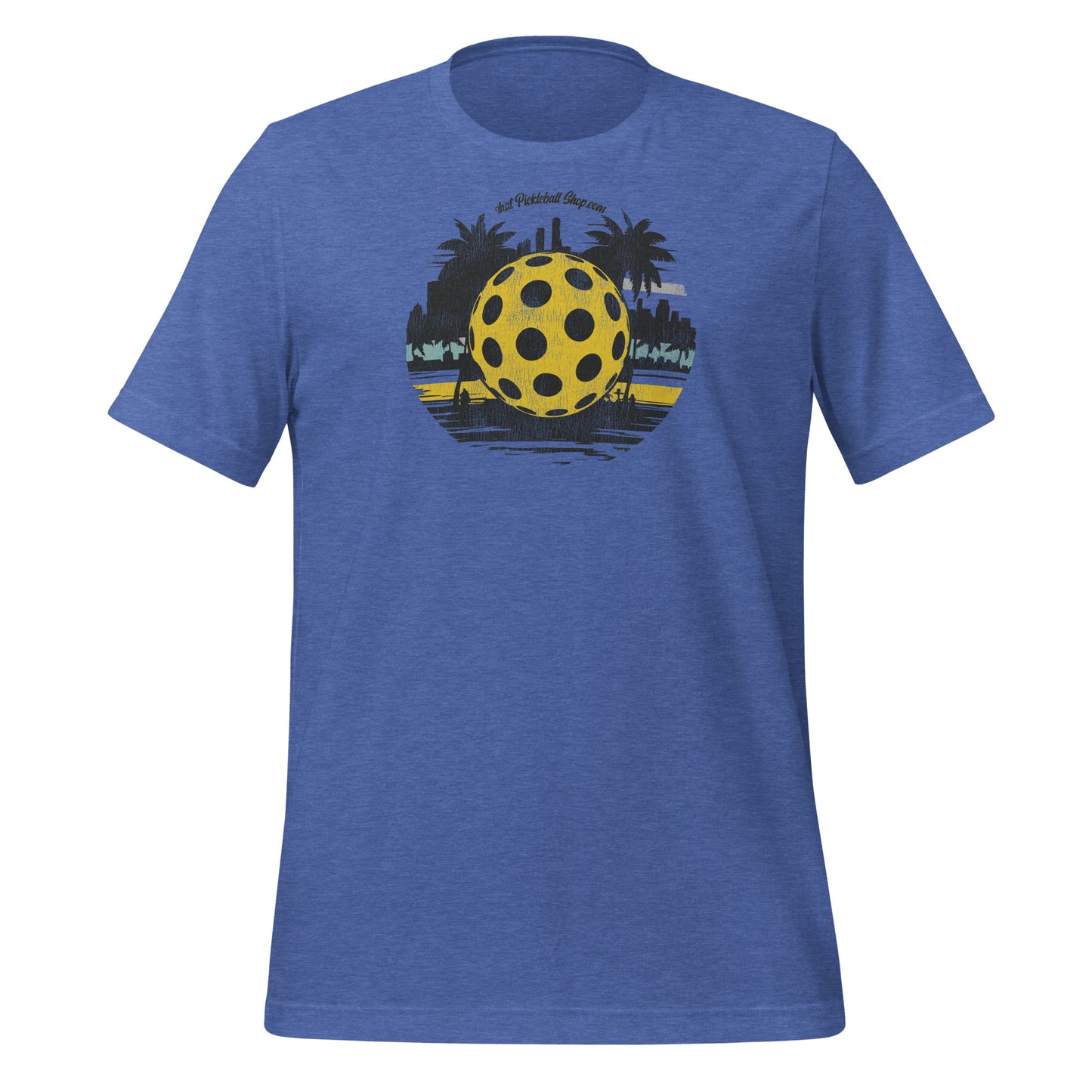 Midnight Match Pickleball Tee - Distressed Yellow Ball Design