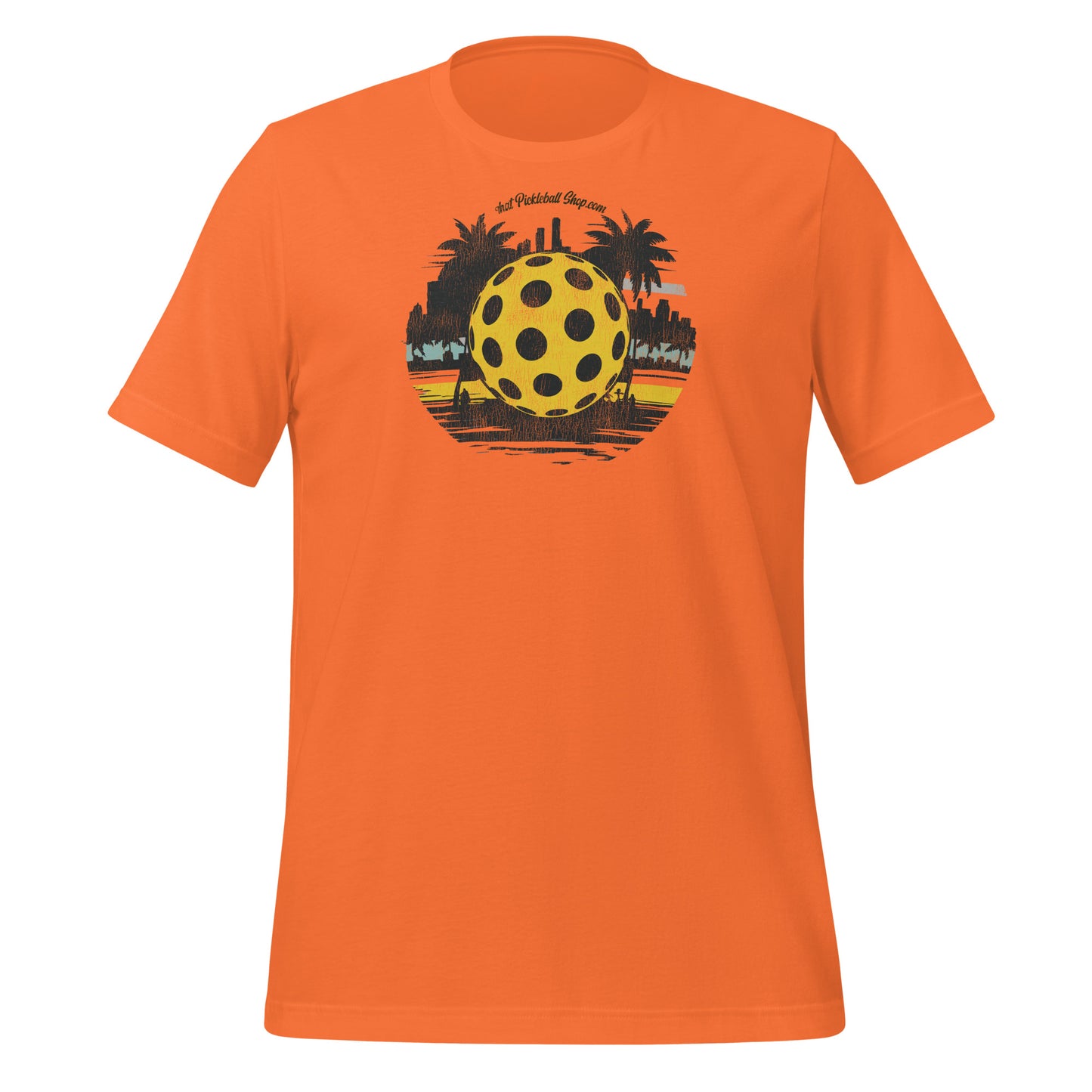 Midnight Match Pickleball Tee - Distressed Yellow Ball Design