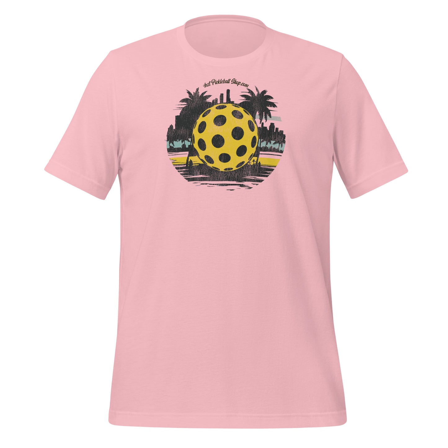 Midnight Match Pickleball Tee - Distressed Yellow Ball Design