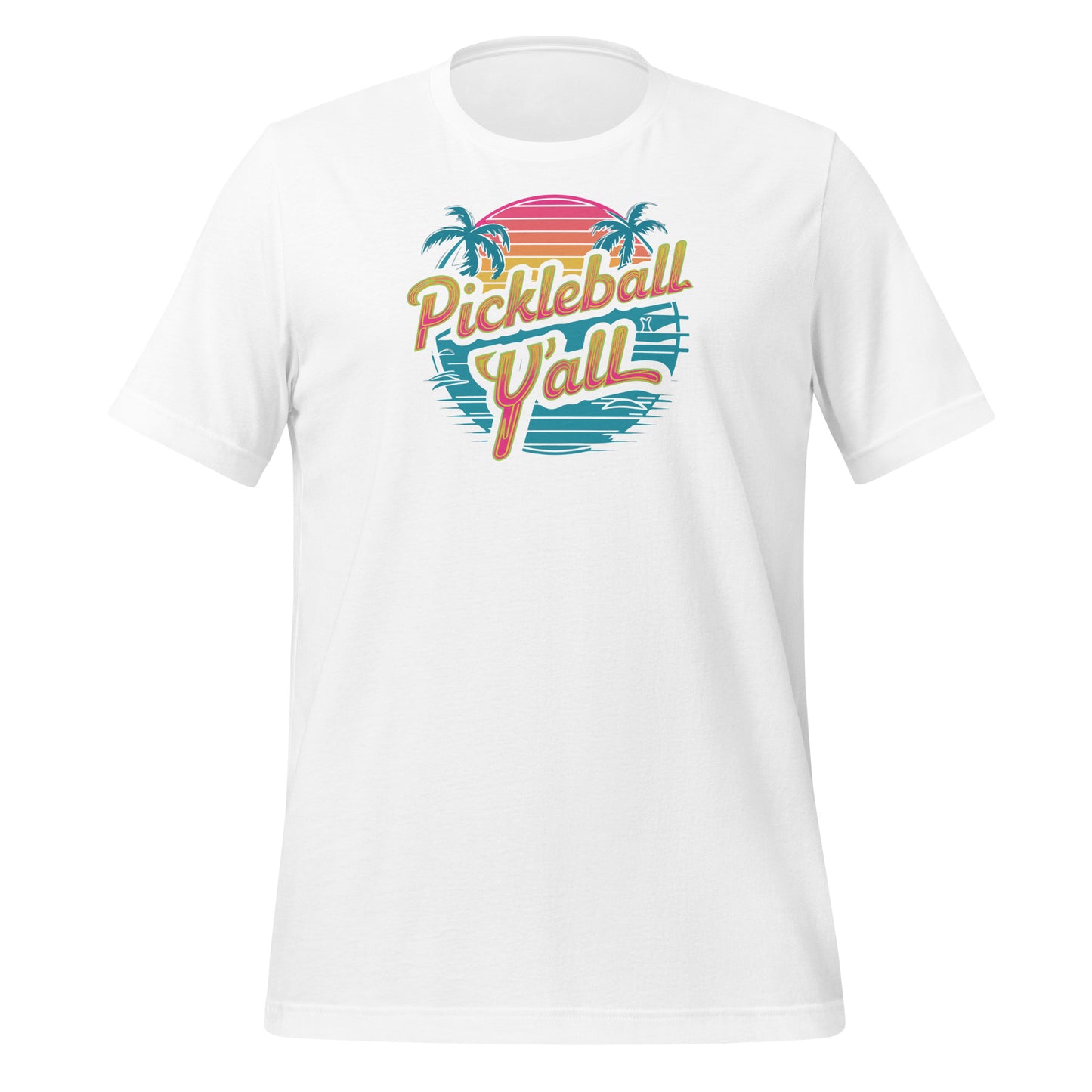 Vintage Vibes Pickleball Y'all Tee - Retro Sunset Design