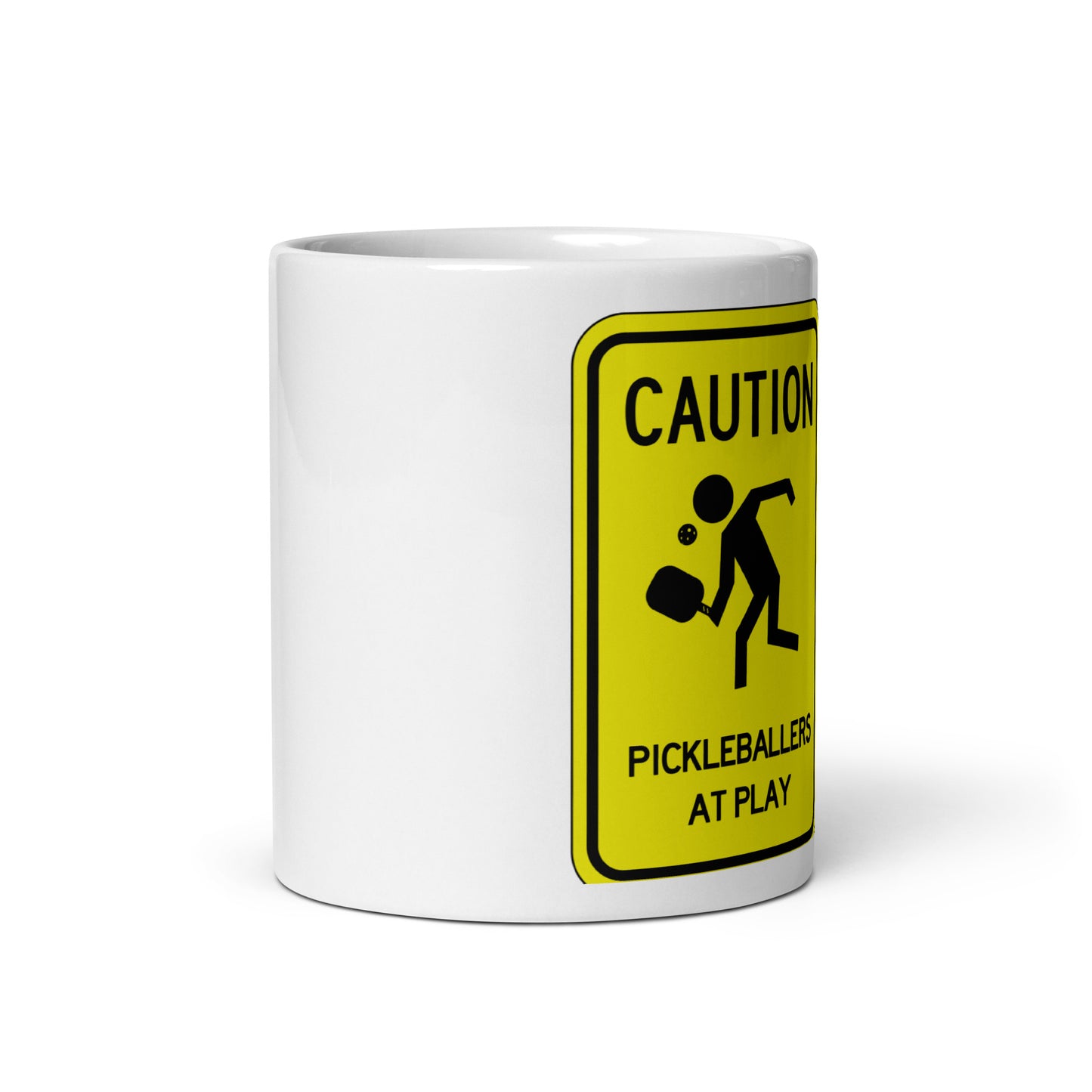 Caution Pickleballers At Play Coffee Cup