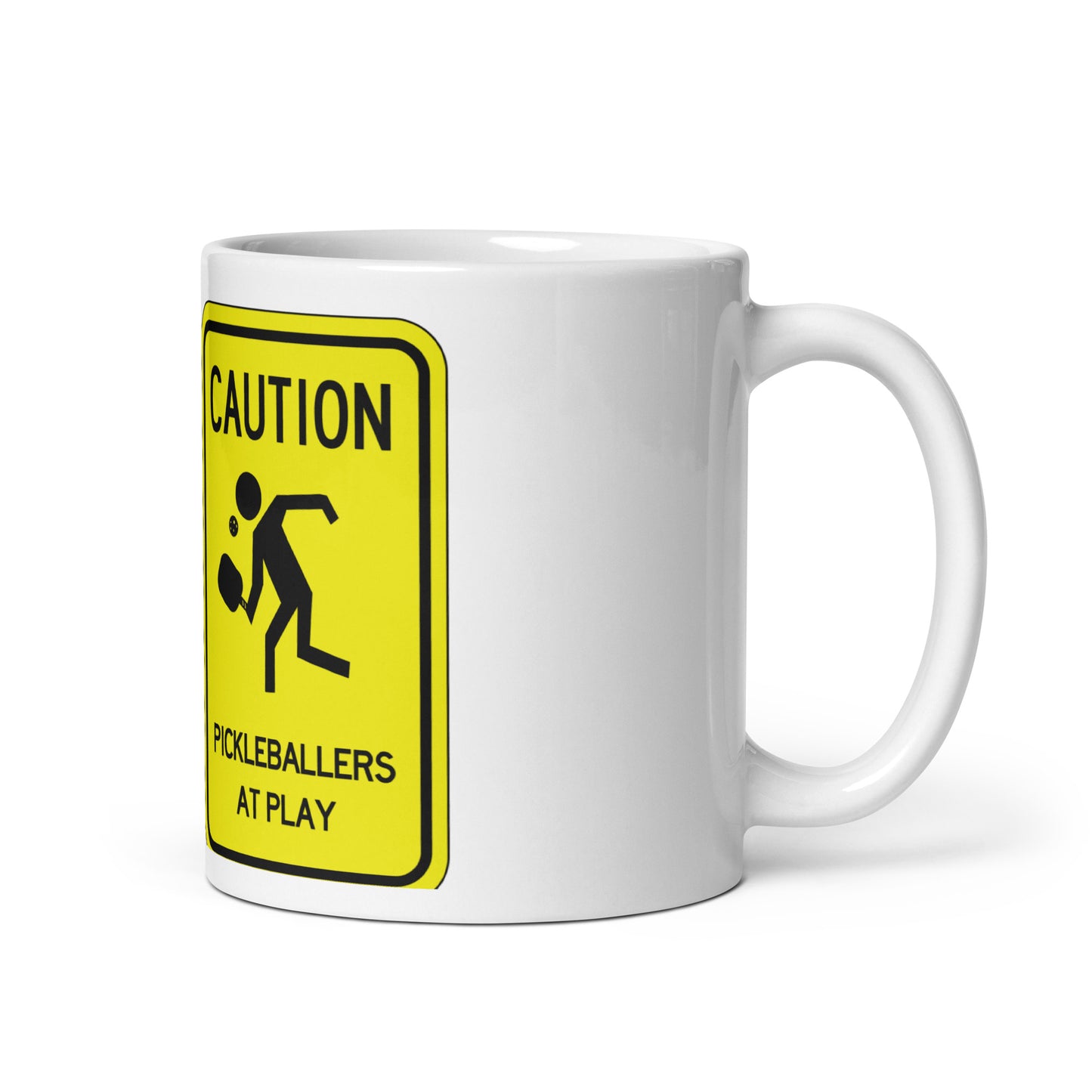 Caution Pickleballers At Play Coffee Cup