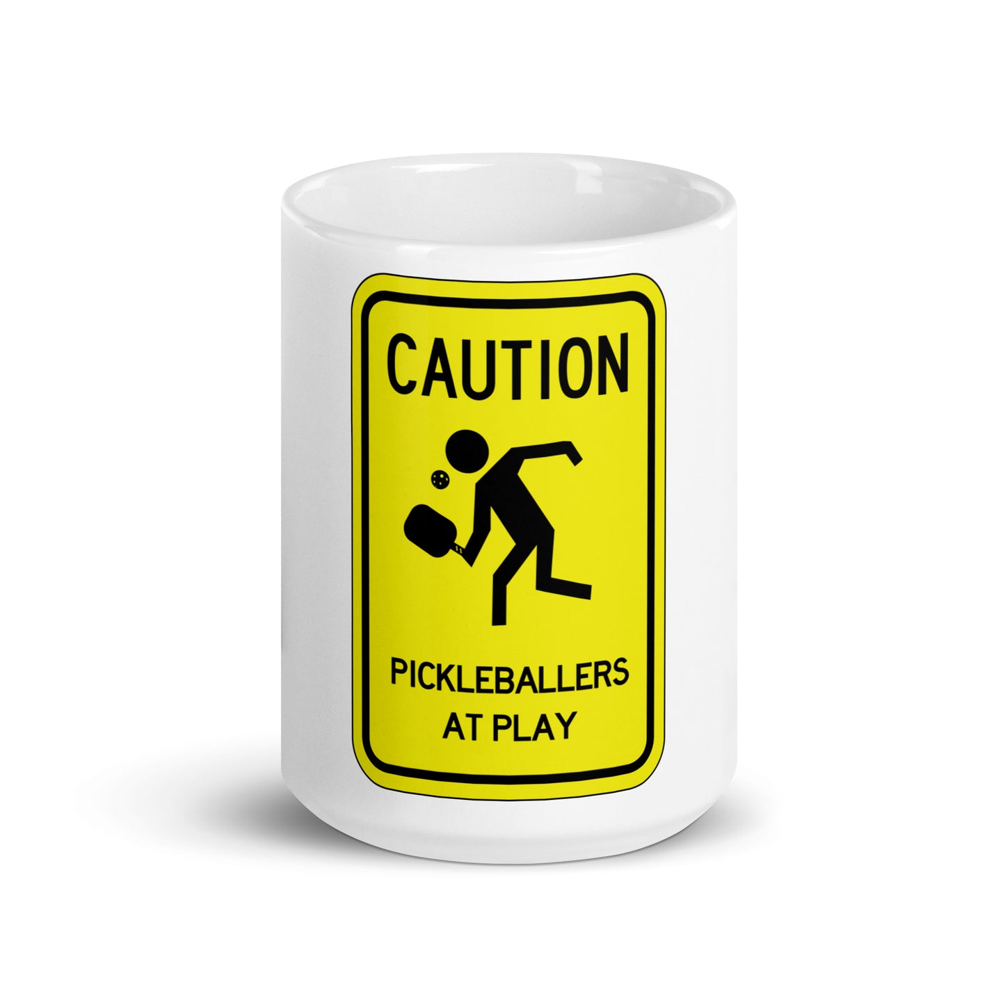 Caution Pickleballers At Play Coffee Cup