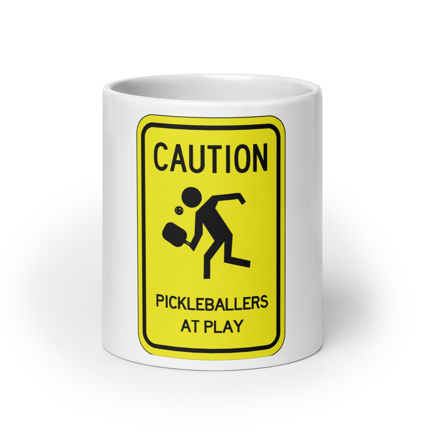 Caution Pickleballers At Play Coffee Cup