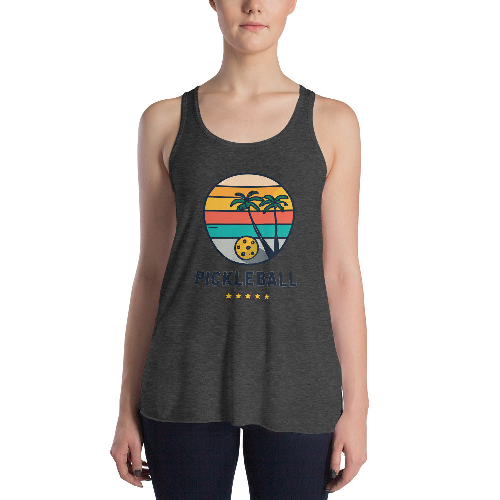 Pickleball On the Beach Women's Flowy Racerback Tank