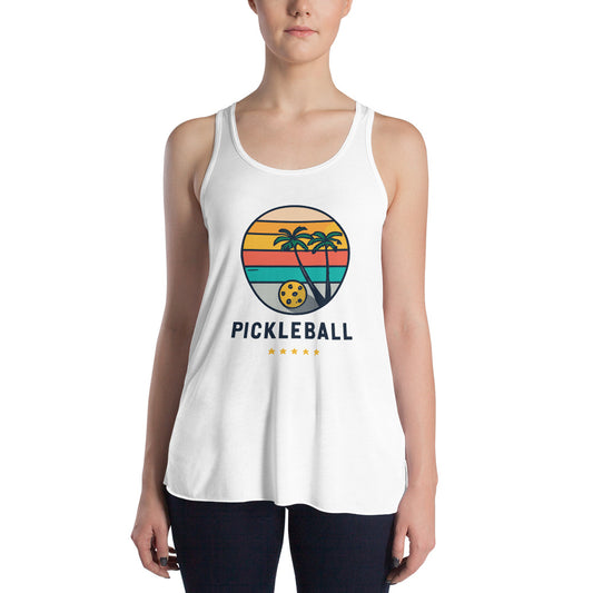 Pickleball On the Beach Women's Flowy Racerback Tank