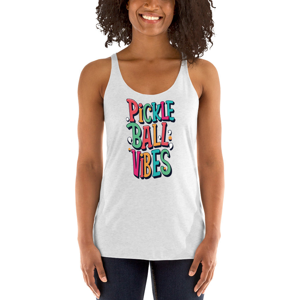 Pickleball Vibes Colorful Court Energy Women's Racerback Tank