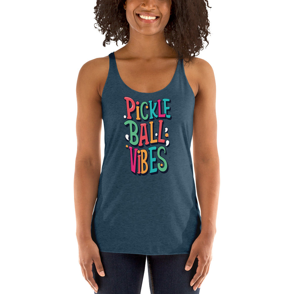 Pickleball Vibes Colorful Court Energy Women's Racerback Tank