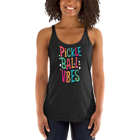 Pickleball Vibes Colorful Court Energy Women's Racerback Tank