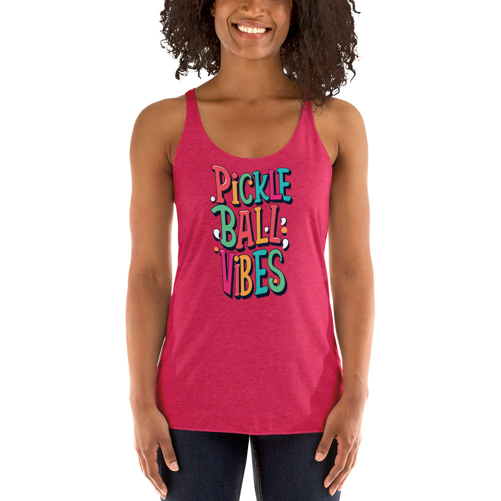 Pickleball Vibes Colorful Court Energy Women's Racerback Tank