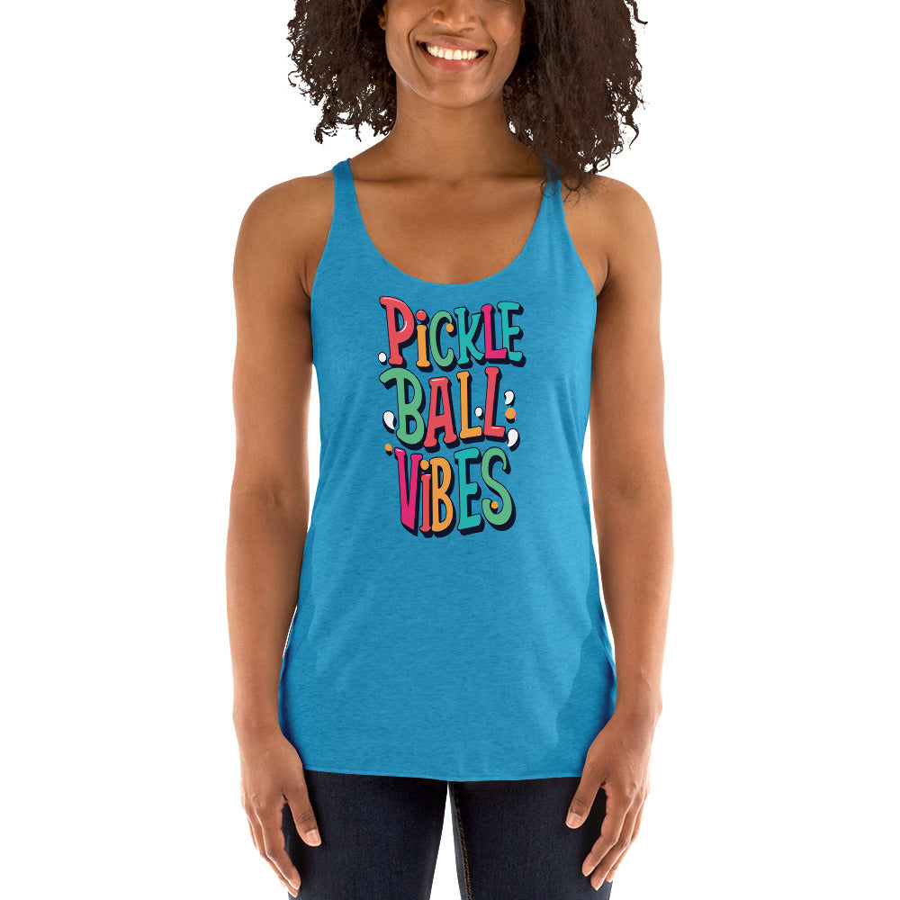 Pickleball Vibes Colorful Court Energy Women's Racerback Tank